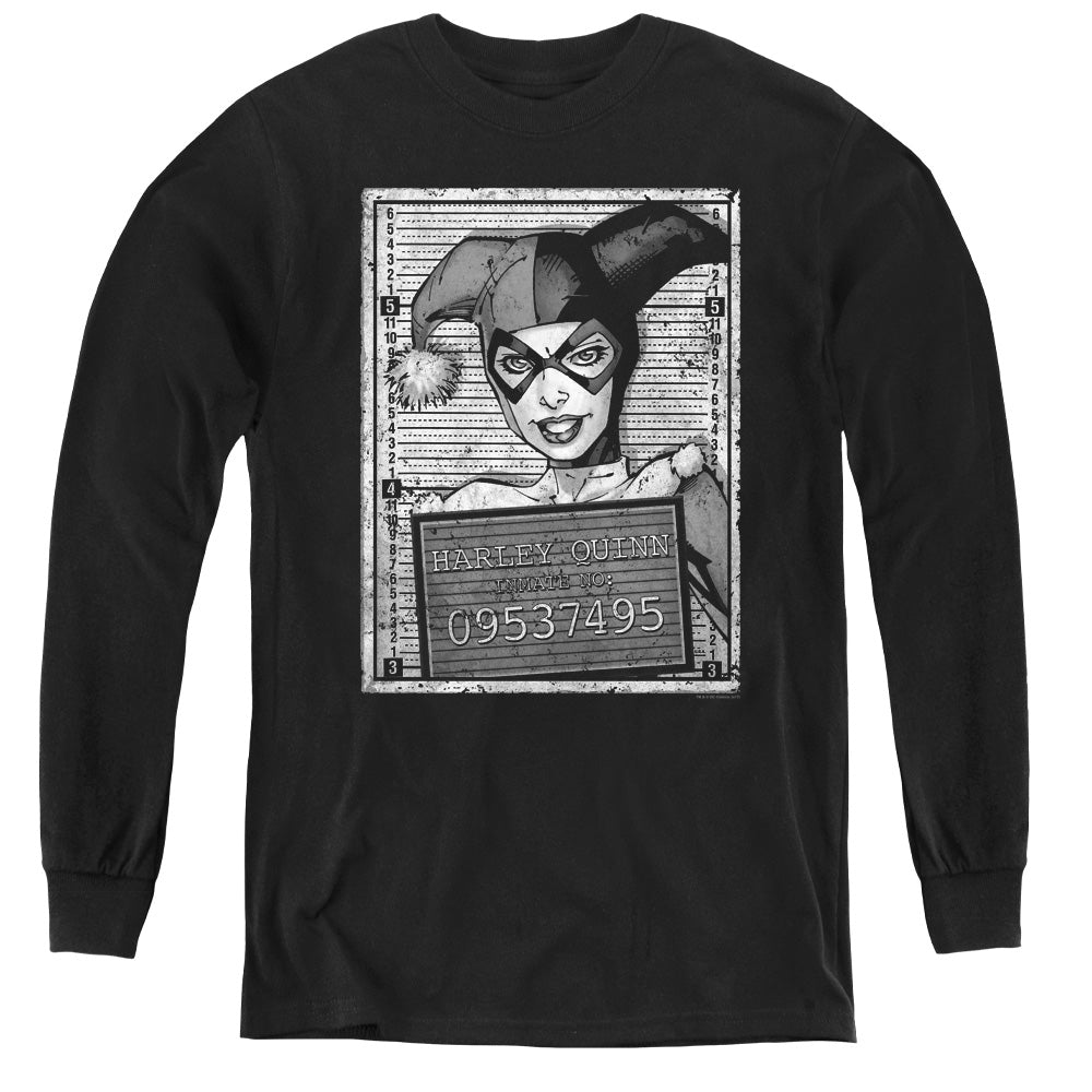 Batman Harley Inmate Long Sleeve Kids Youth T Shirt Black