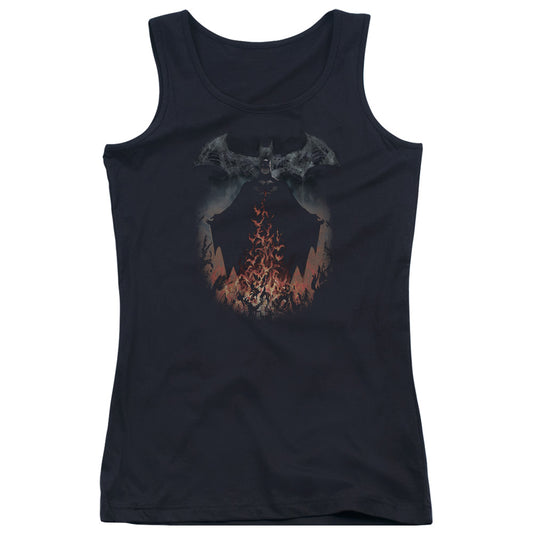 Batman Smoke & Fire Womens Tank Top Shirt Black