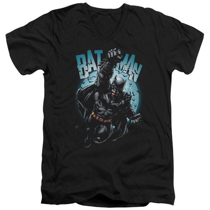 Batman Moon Knight Mens Slim Fit V Neck T Shirt Black