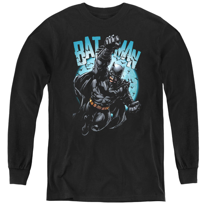 Batman Moon Knight Long Sleeve Kids Youth T Shirt Black