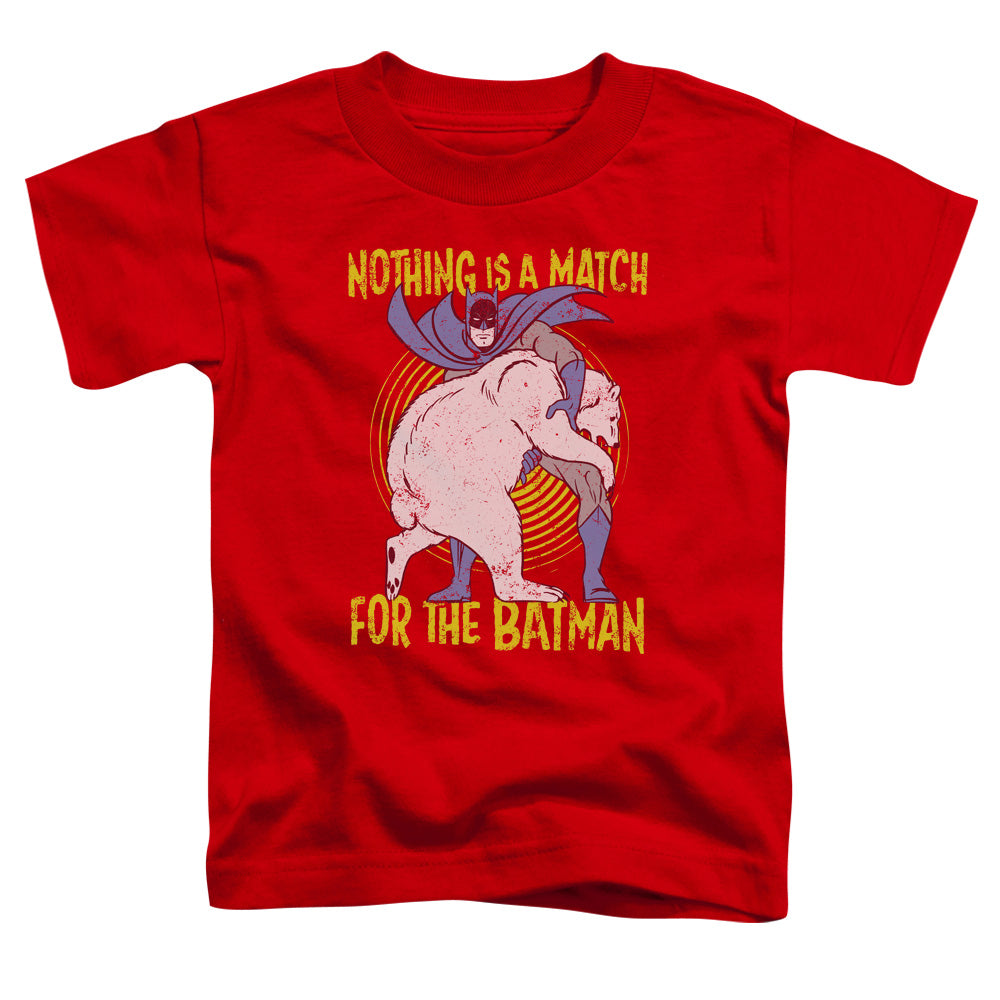 Batman Bear Wrastling Toddler Kids Youth T Shirt Red