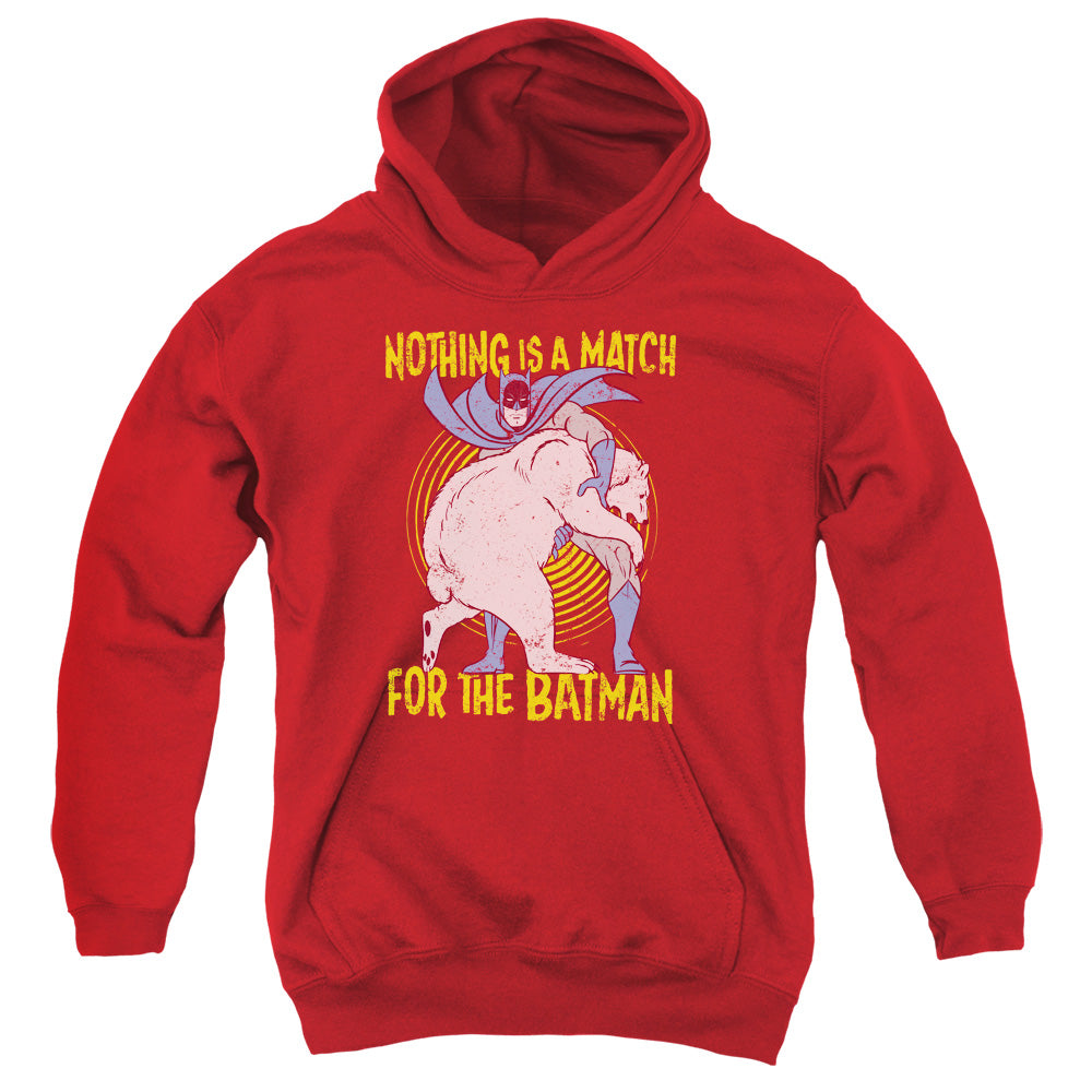 Batman Bear Wrastling Kids Youth Hoodie Red