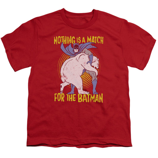 Batman Bear Wrastling Kids Youth T Shirt Red