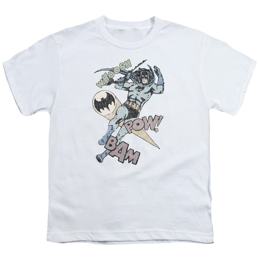 Batman Halftone Swing Kids Youth T Shirt White