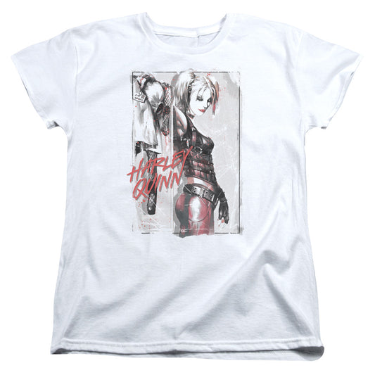 Batman Ink Wash Harley Womens T Shirt White