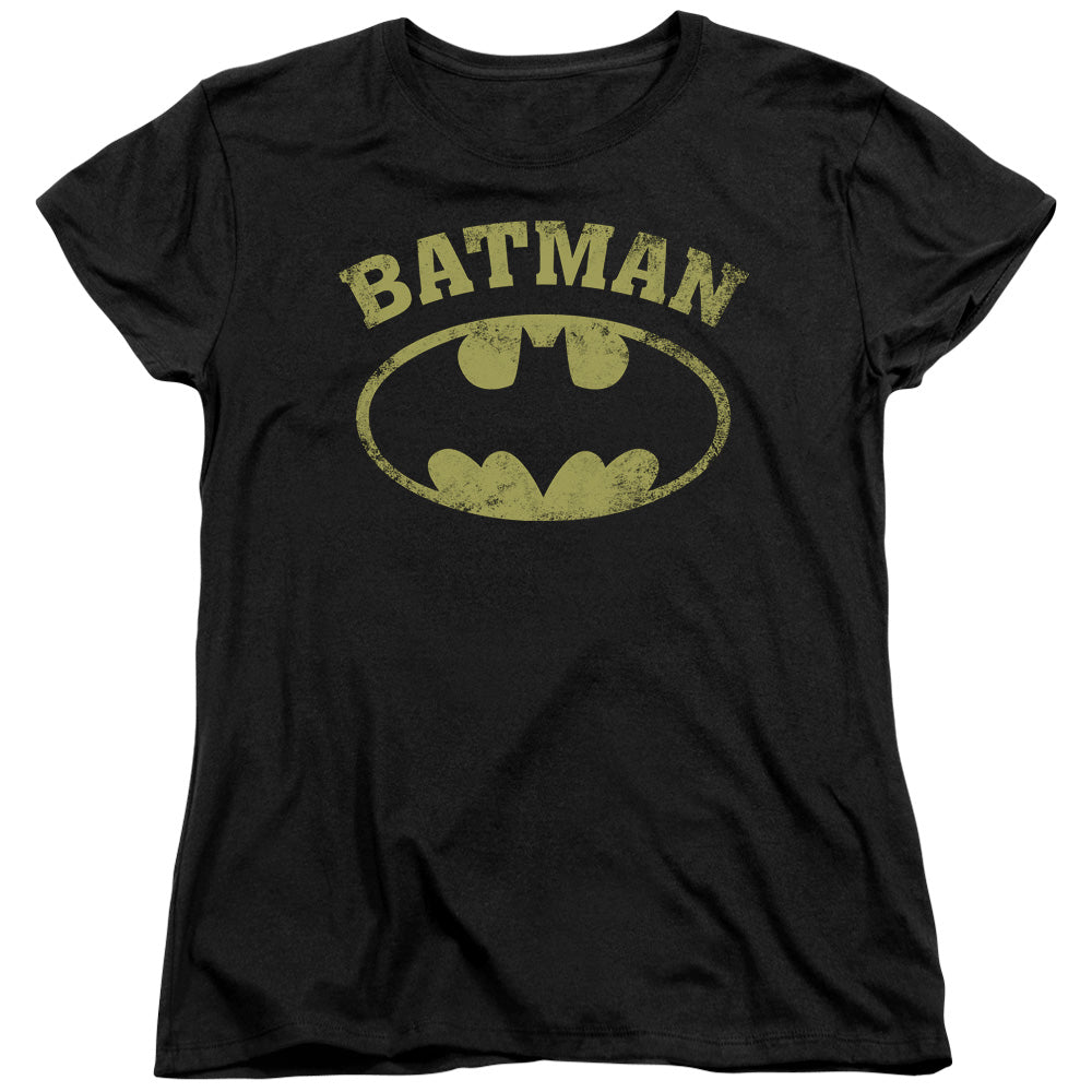 Batman Over Symbol Womens T Shirt Black