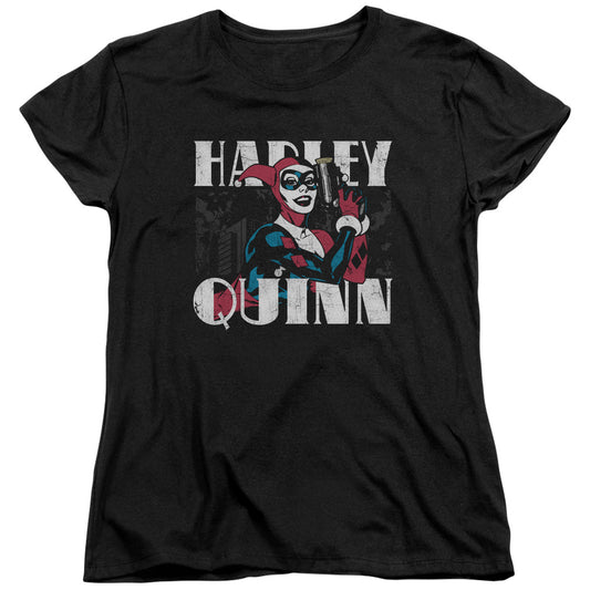 Batman Harley Bold Womens T Shirt Black