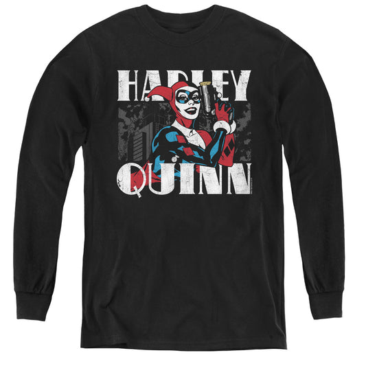 Batman Harley Bold Long Sleeve Kids Youth T Shirt Black