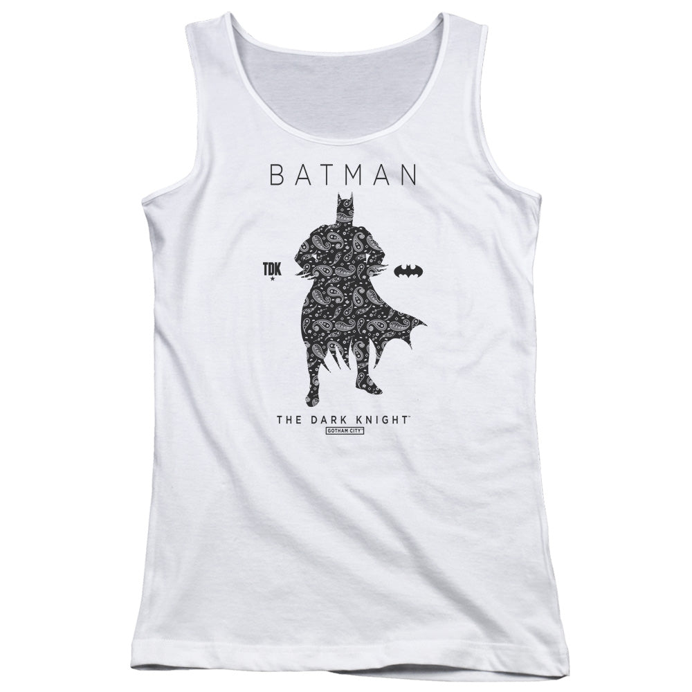 Batman Paislety Silhouete Womens Tank Top Shirt White