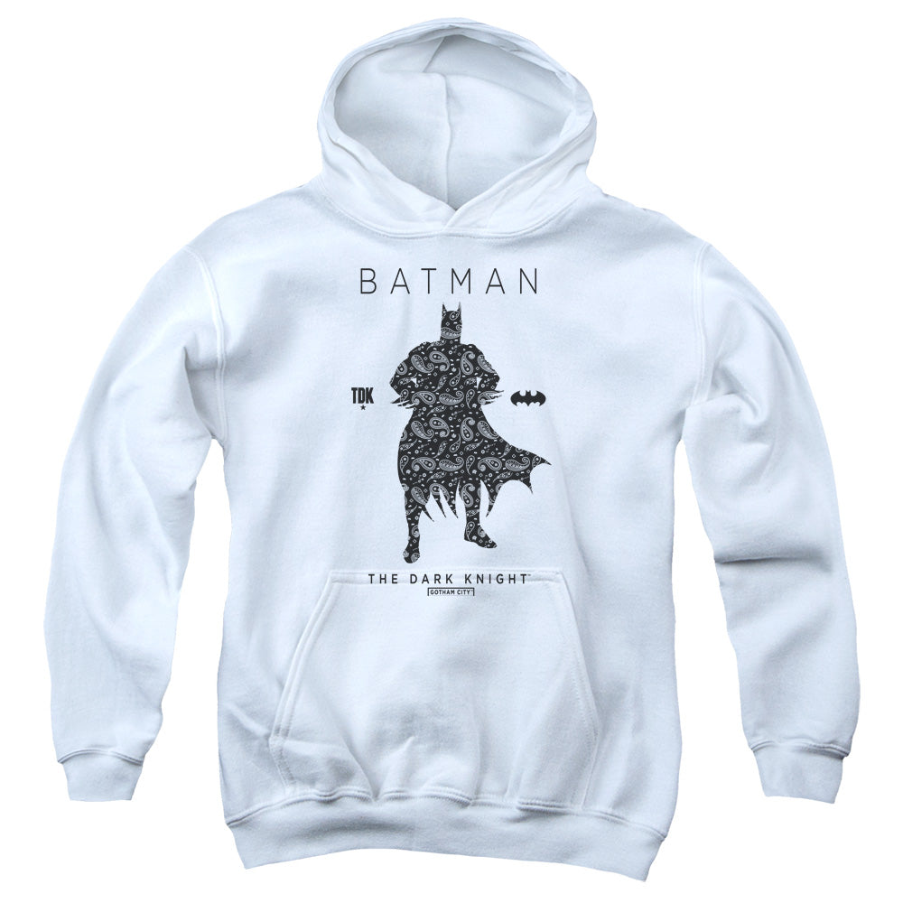 Batman Paislety Silhouete Kids Youth Hoodie White