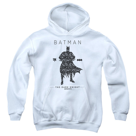 Batman Paislety Silhouete Kids Youth Hoodie White