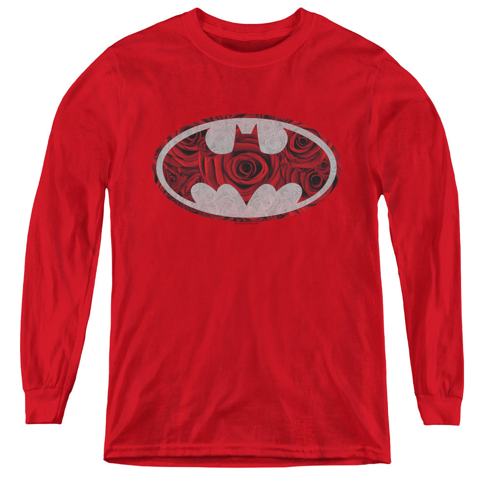 Batman Rosey Signal Long Sleeve Kids Youth T Shirt Red