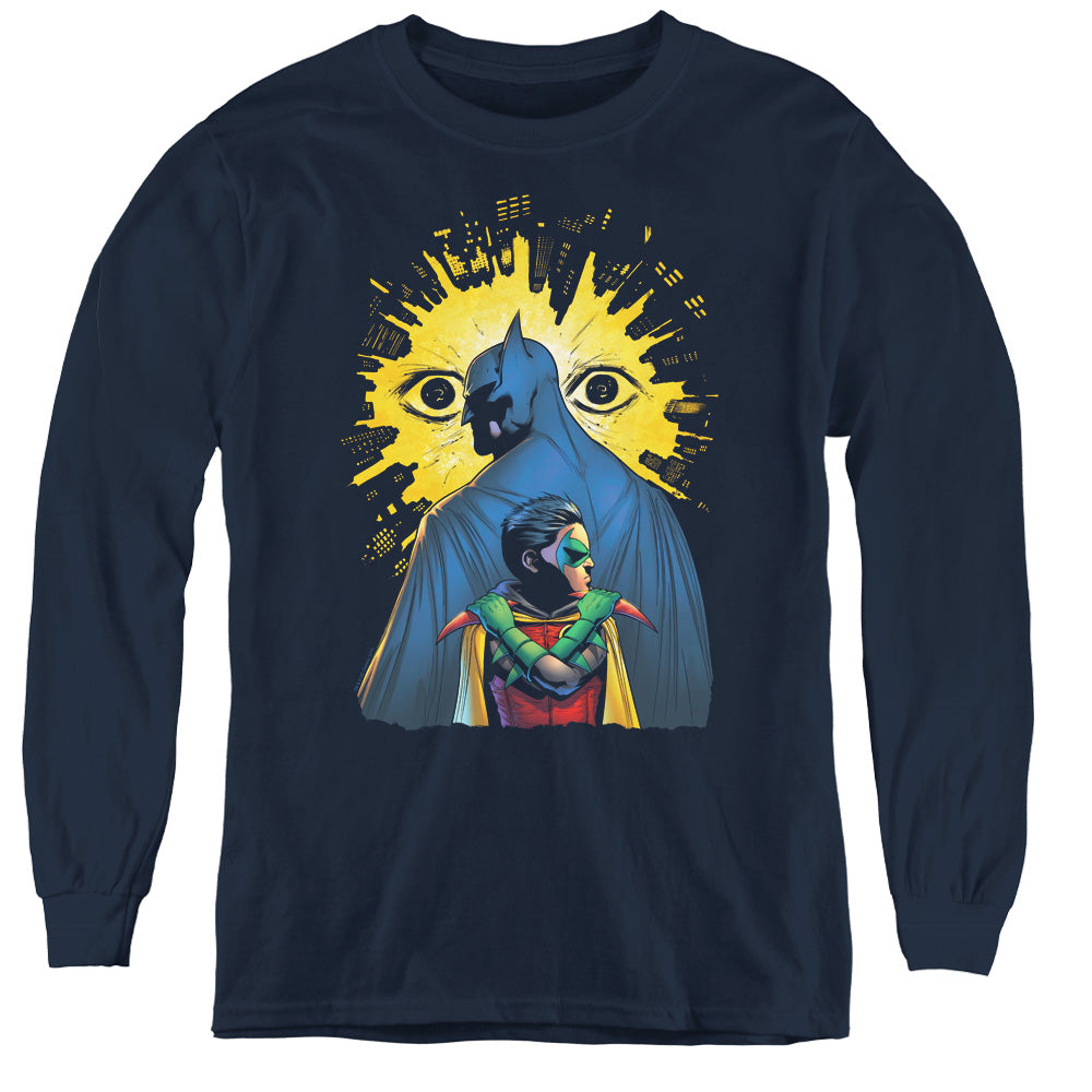 Batman Watchers Long Sleeve Kids Youth T Shirt Navy Blue