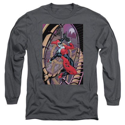 Batman Harley First Mens Long Sleeve Shirt Charcoal
