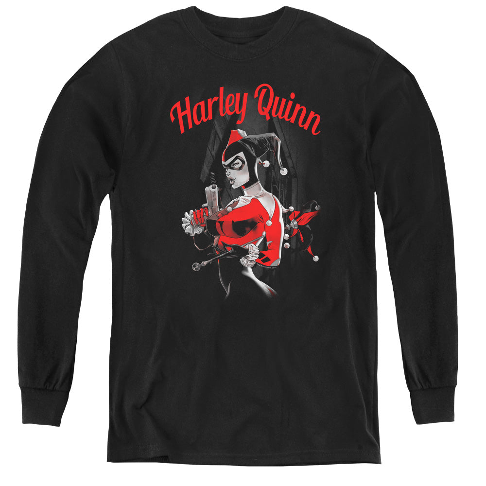 Batman Spring Gun Long Sleeve Kids Youth T Shirt Black