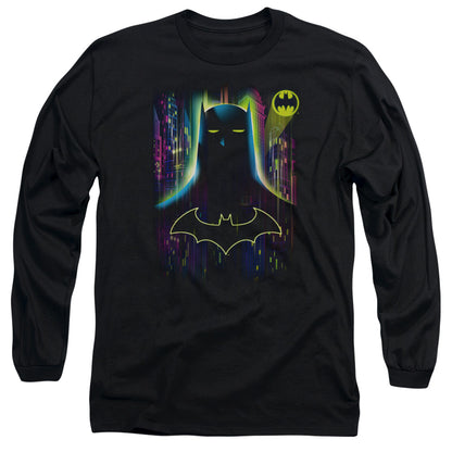 Batman Knight Lights Mens Long Sleeve Shirt Black