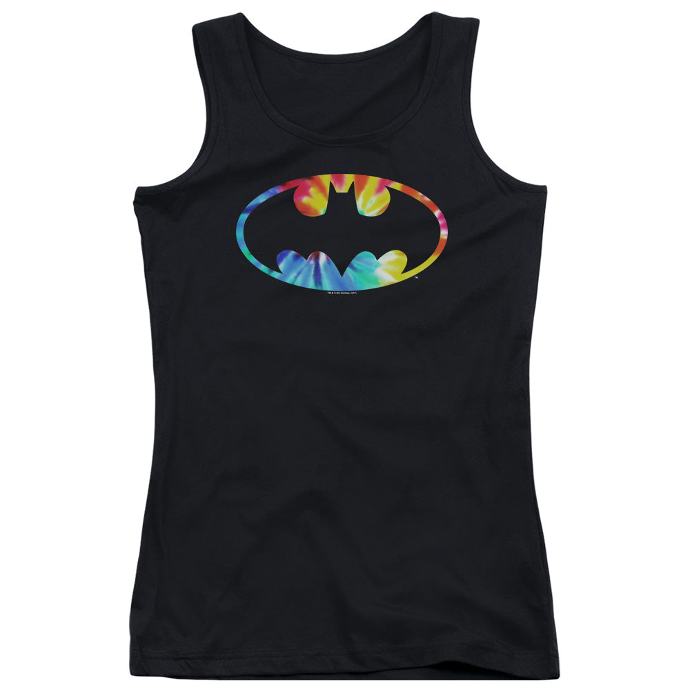 Batman Tie Dye Batman Logo Womens Tank Top Shirt Black