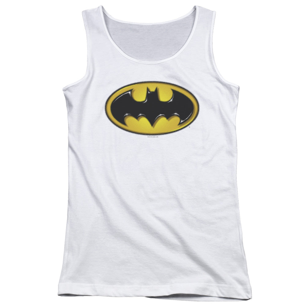 Batman Airbrush Bat Symbol Womens Tank Top Shirt White