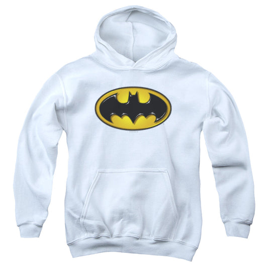 Batman Airbrush Bat Symbol Kids Youth Hoodie White