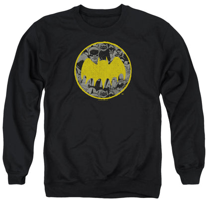 Batman Vintage Symbol Collage Mens Crewneck Sweatshirt Black