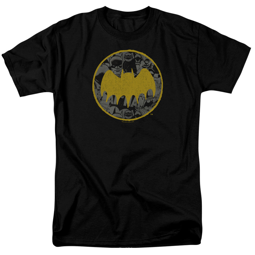 Batman Vintage Symbol Collage Mens T Shirt Black