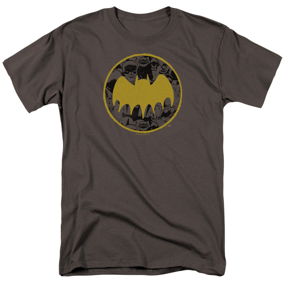 Batman Vintage Symbol Collage Mens T Shirt Charcoal
