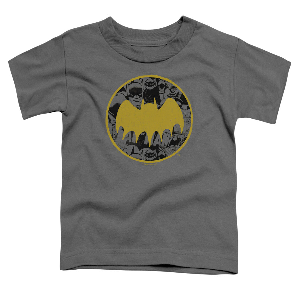 Batman Vintage Symbol Collage Toddler Kids Youth T Shirt Charcoal