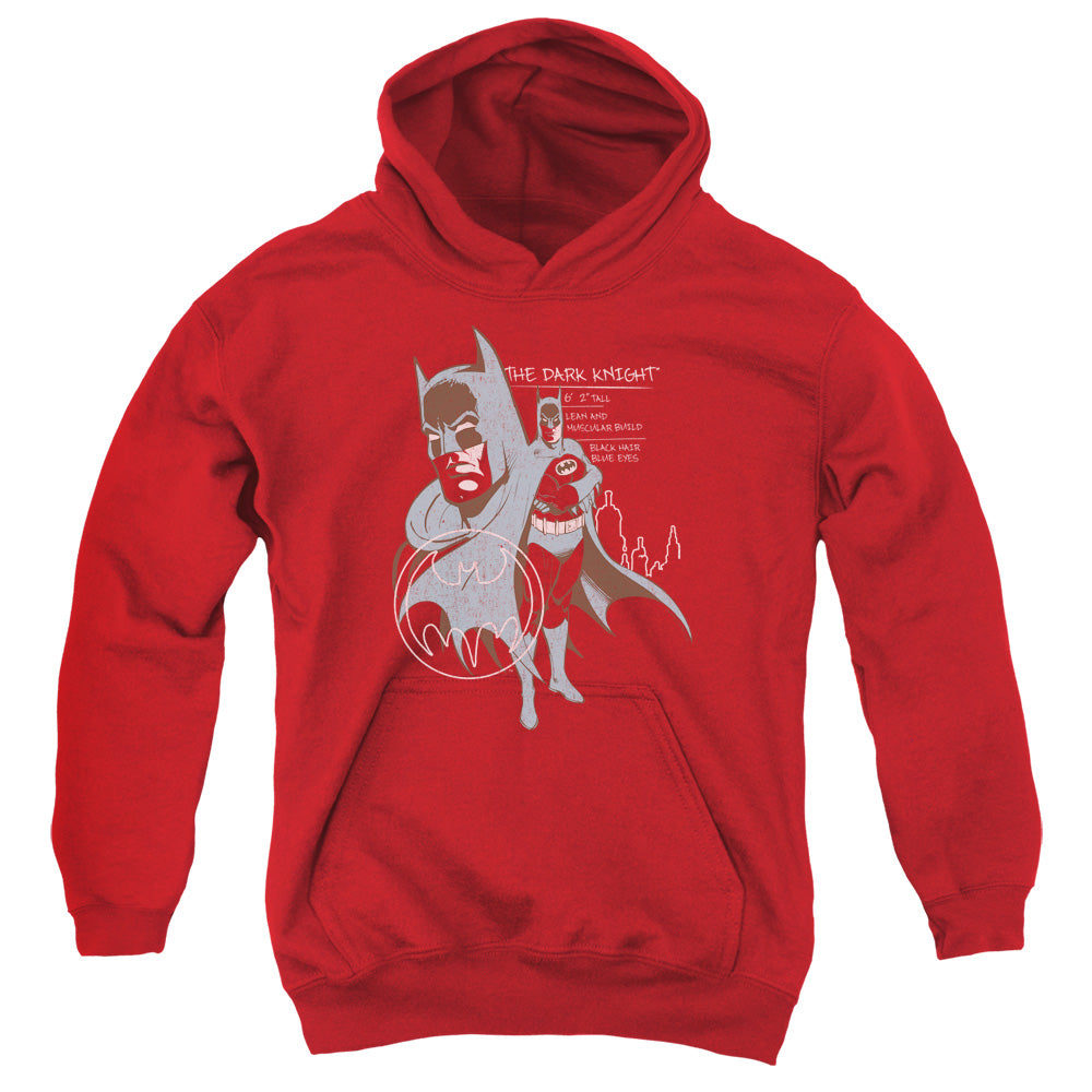 Batman Lean And Muscular Kids Youth Hoodie Red