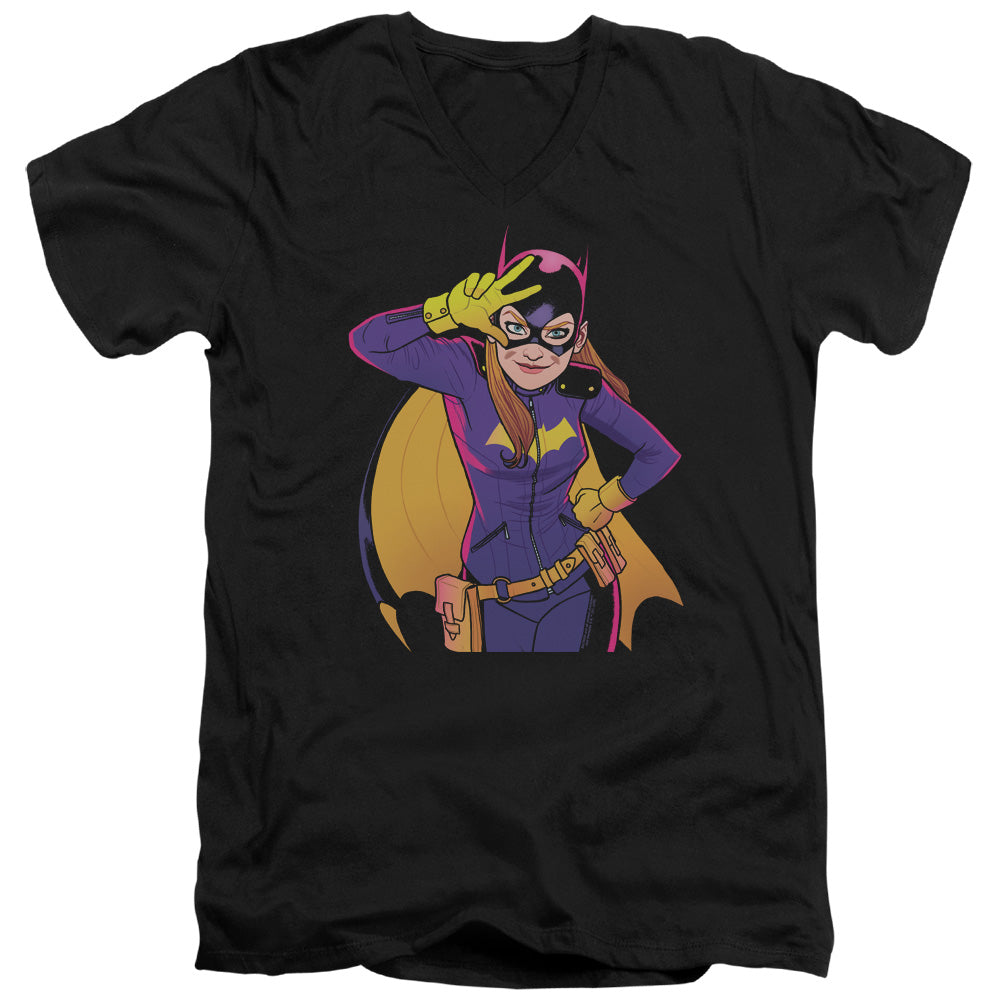 Batman Batgirl Moves Mens Slim Fit V Neck T Shirt Black
