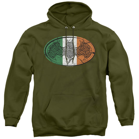 Batman Irish Celtic Symbol Mens Hoodie Military Green