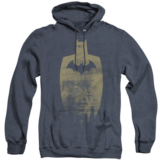 Batman Gold Silhouete Heather Mens Hoodie Navy Blue