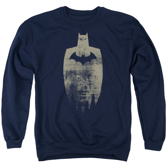 Batman Gold Silhouete Mens Crewneck Sweatshirt Navy Blue
