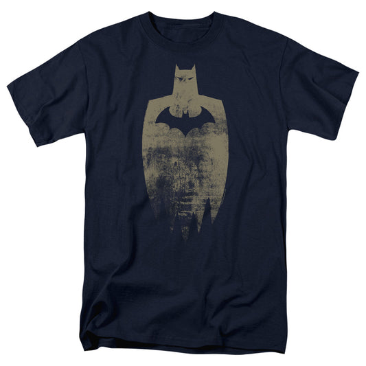 Batman Gold Silhouette Mens T Shirt Navy Blue
