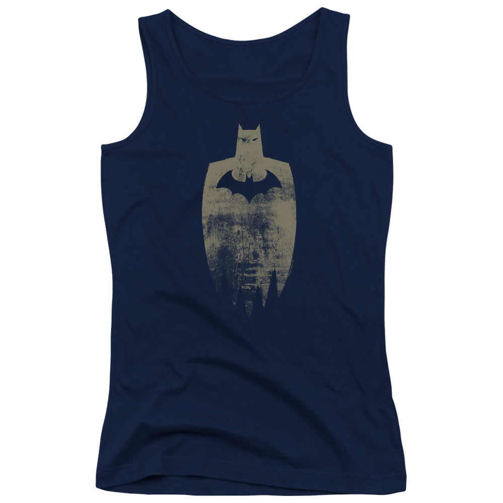 Batman Gold Silhouete Womens Tank Top Shirt Navy Blue