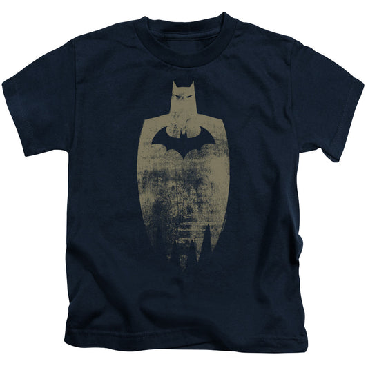 Batman Gold Silhouete Juvenile Kids Youth T Shirt Navy Blue