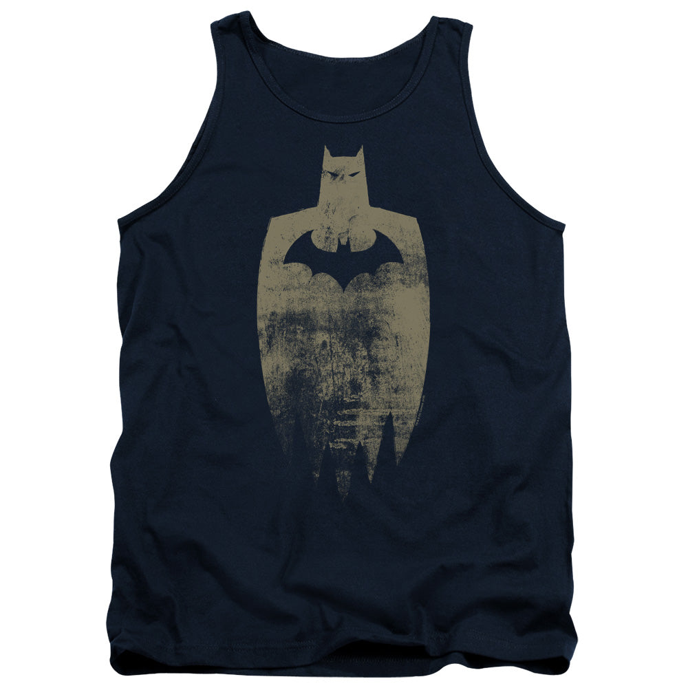 Batman Gold Silhouete Mens Tank Top Shirt Navy Blue