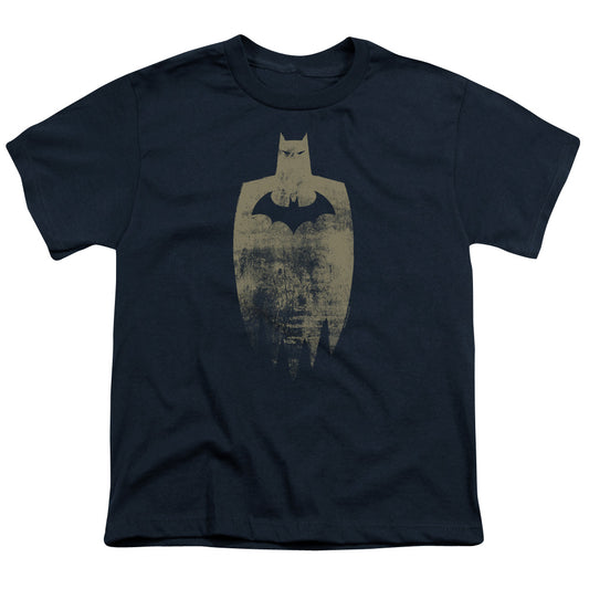 Batman Gold Silhouete Kids Youth T Shirt Navy Blue