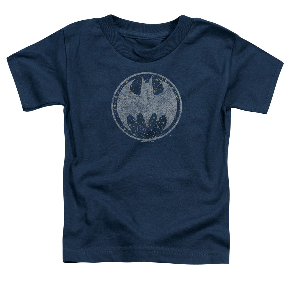 Batman Starry Night Shield Toddler Kids Youth T Shirt Navy Blue
