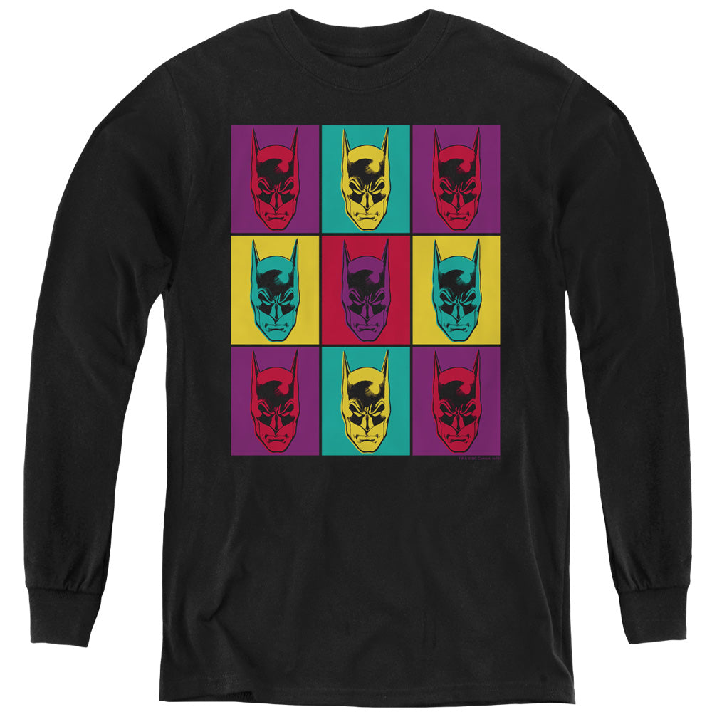Batman Warhol Batman Long Sleeve Kids Youth T Shirt Black