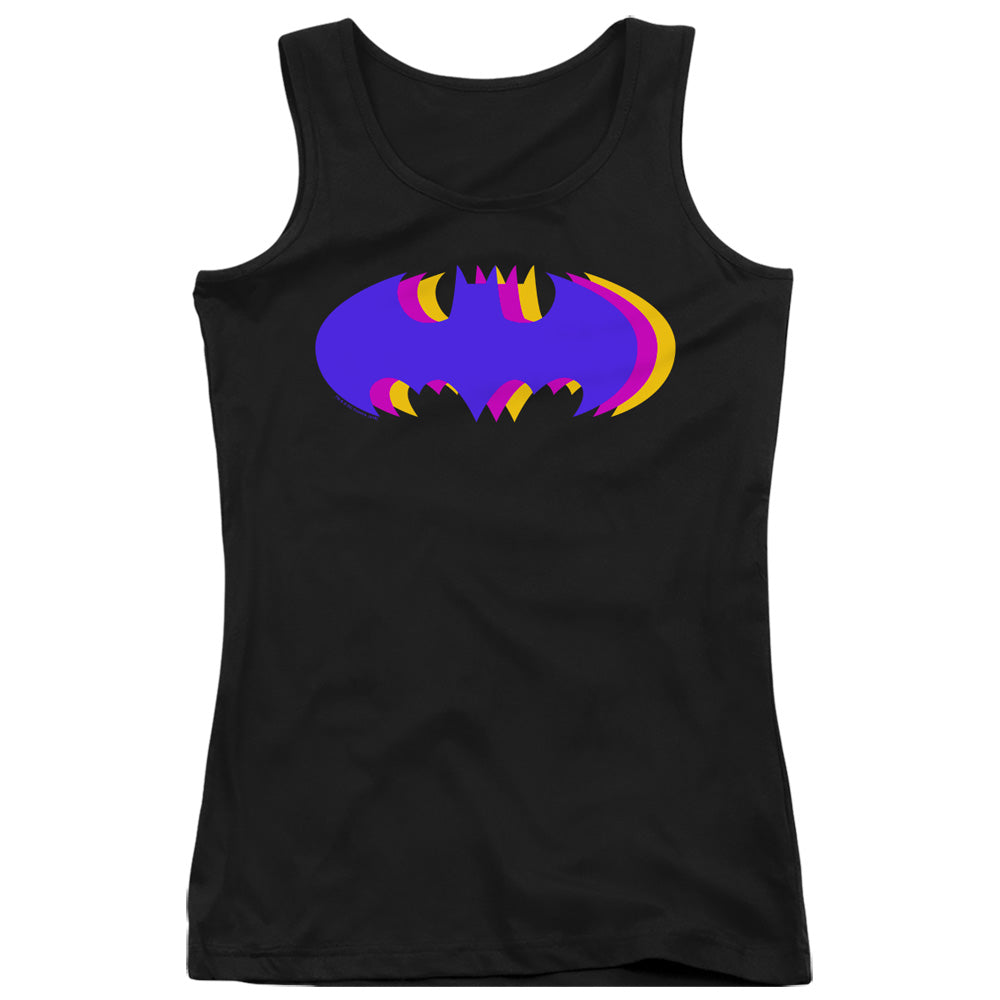 Batman Tri Colored Symbol Womens Tank Top Shirt Black