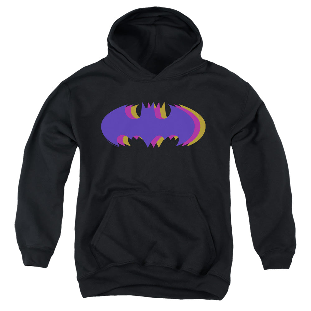 Batman Tri Colored Symbol Kids Youth Hoodie Black
