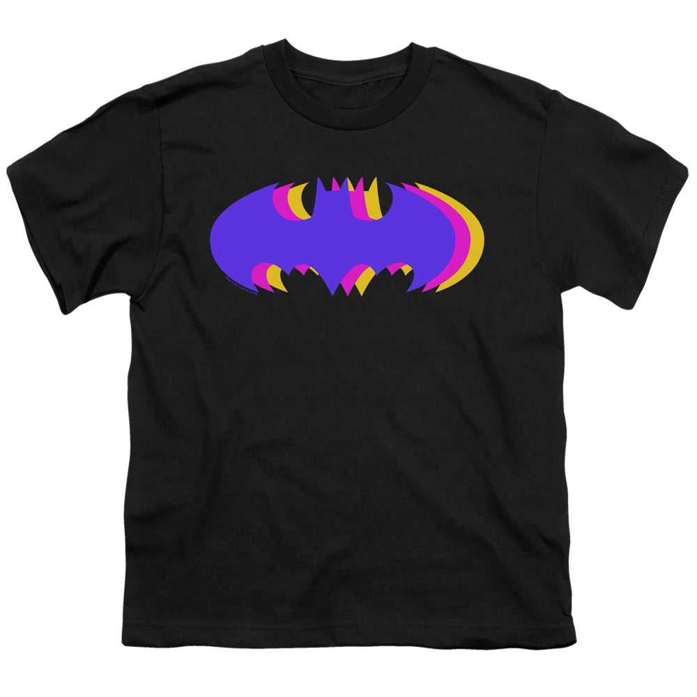Batman Tri Colored Symbol Kids Youth T Shirt Black