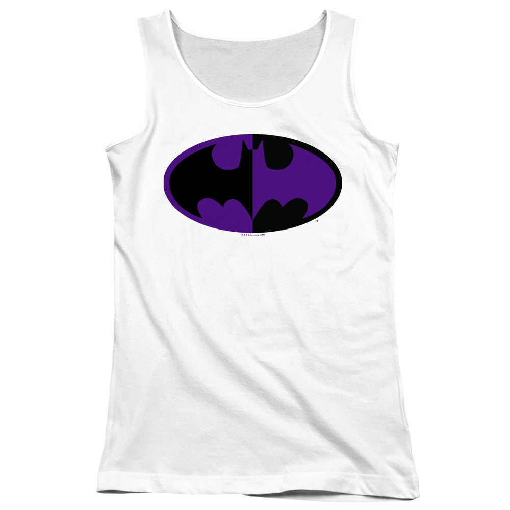 Batman Split Symbol Womens Tank Top Shirt White