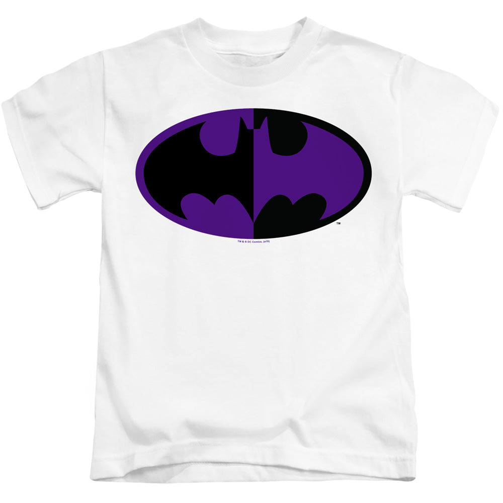 Batman Split Symbol Juvenile Kids Youth T Shirt White