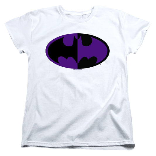 Batman Split Symbol Womens T Shirt White