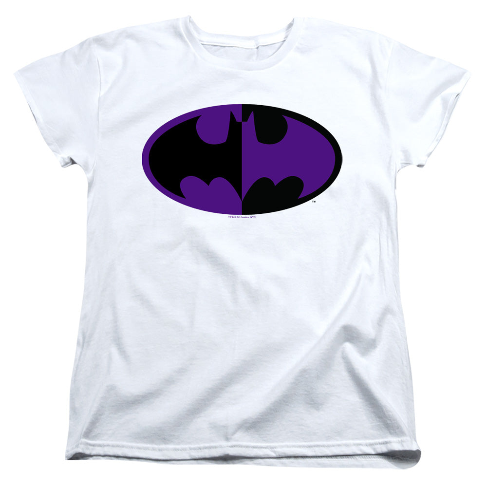 Batman Split Symbol Womens T Shirt White