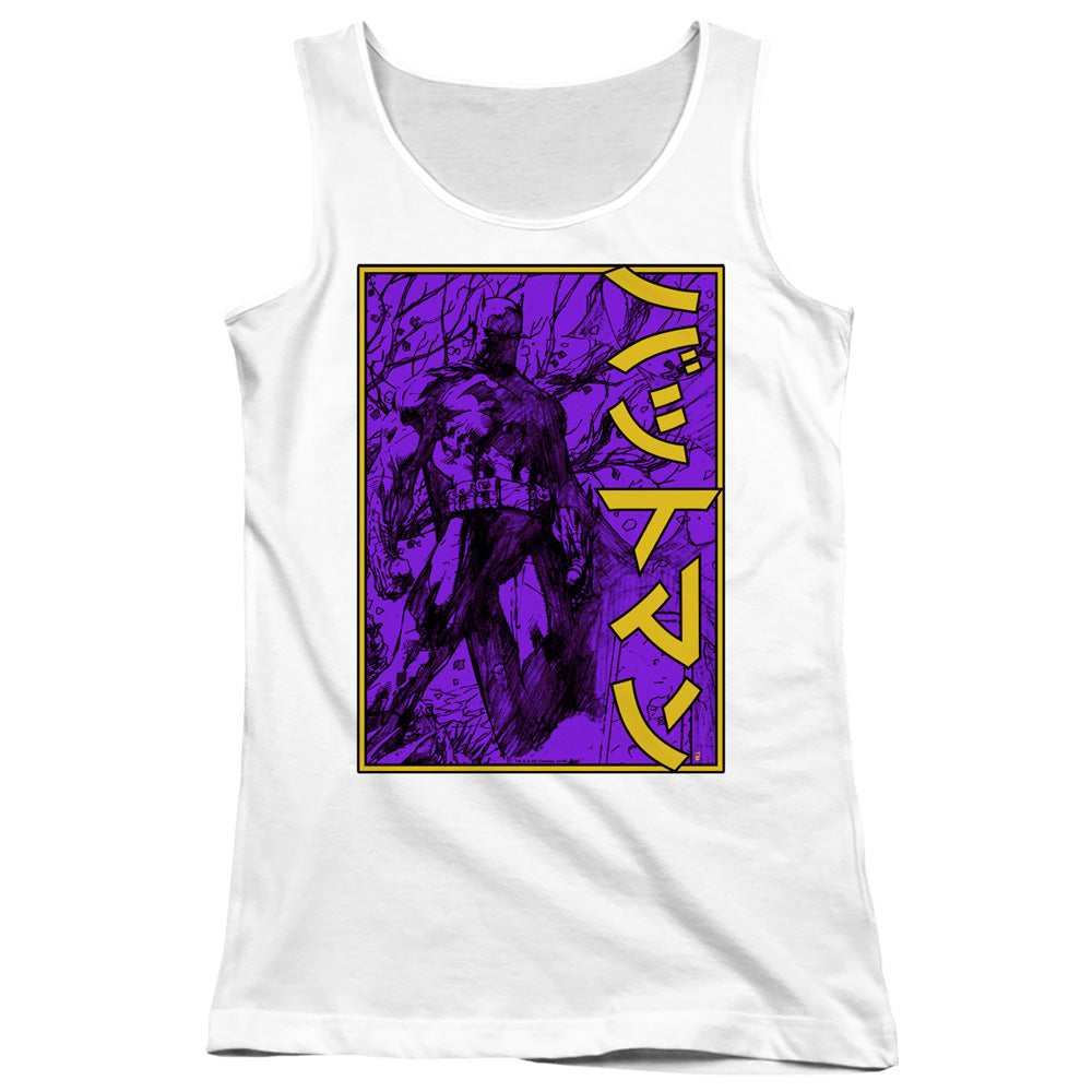 Batman Big Framed Kanji Womens Tank Top Shirt White