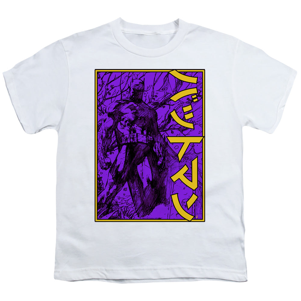 Batman Big Framed Kanji Kids Youth T Shirt White