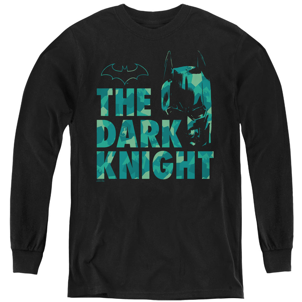Batman Cuting Patern Long Sleeve Kids Youth T Shirt Black