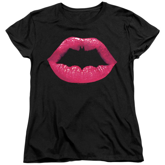 Batman Bat Kiss Womens T Shirt Black